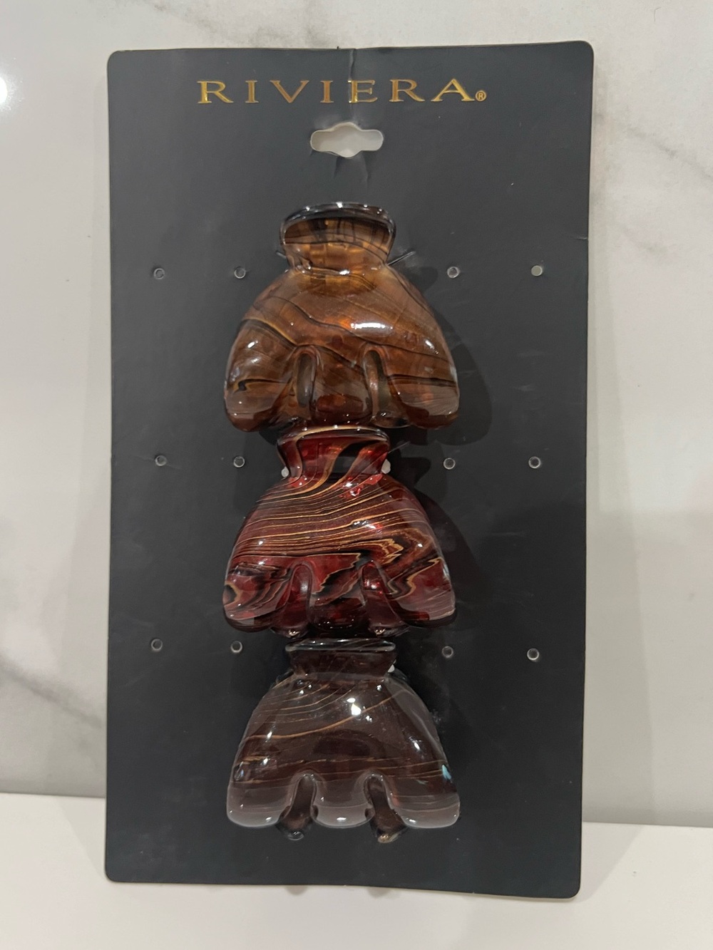 Riviera Marbled Brown and Red Hair Claw Clip Set